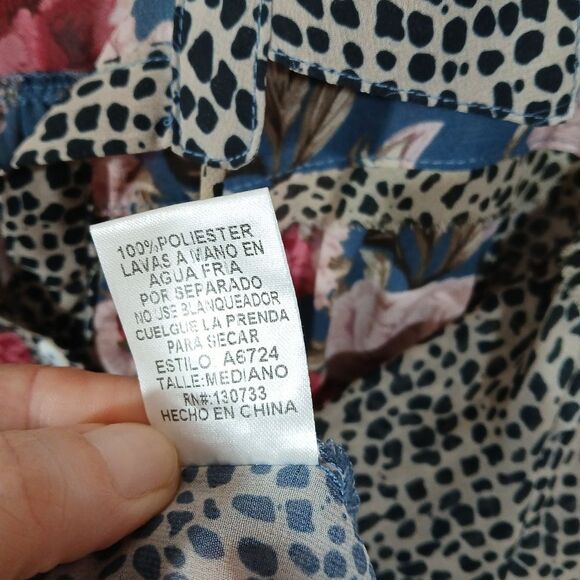 Floral Animal Print Long Sleeve Sheer Top - Picture 6 of 10